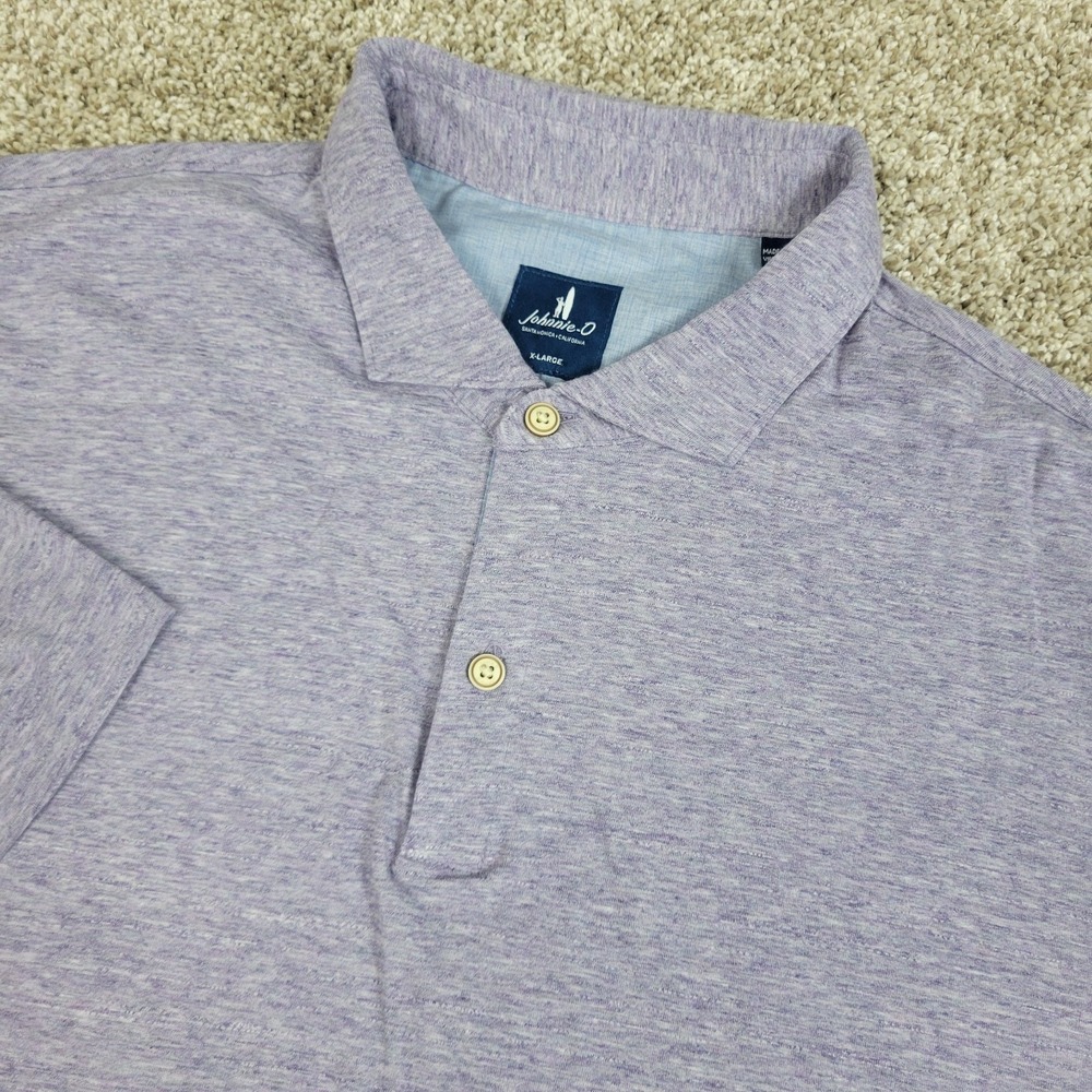 Johnnie O Mens XL Heathered Purple Performance‎ Stretch Golf Polo Short Sleeve